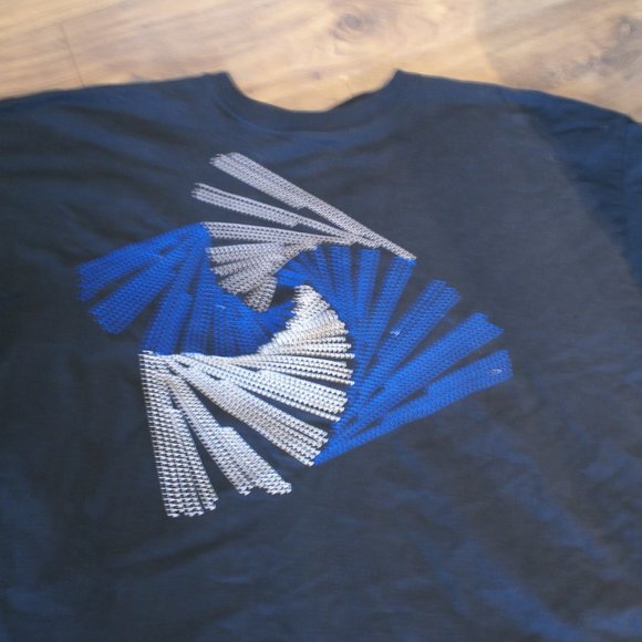 CUBE T-Shirt Men's Size 3XL Black Short Sleeves Crew Neck Blue White Graphic - Picture 2 of 4